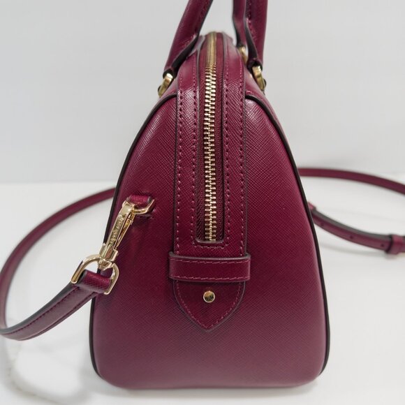 Kate Spade New York Madison Large Dolly Duffle Crossbody Bag Purse Burgundy Gold - Picture 8 of 13